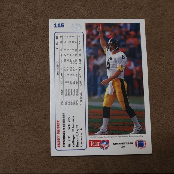 Bubby Brister #115 Football Card - Picture 2 of 2